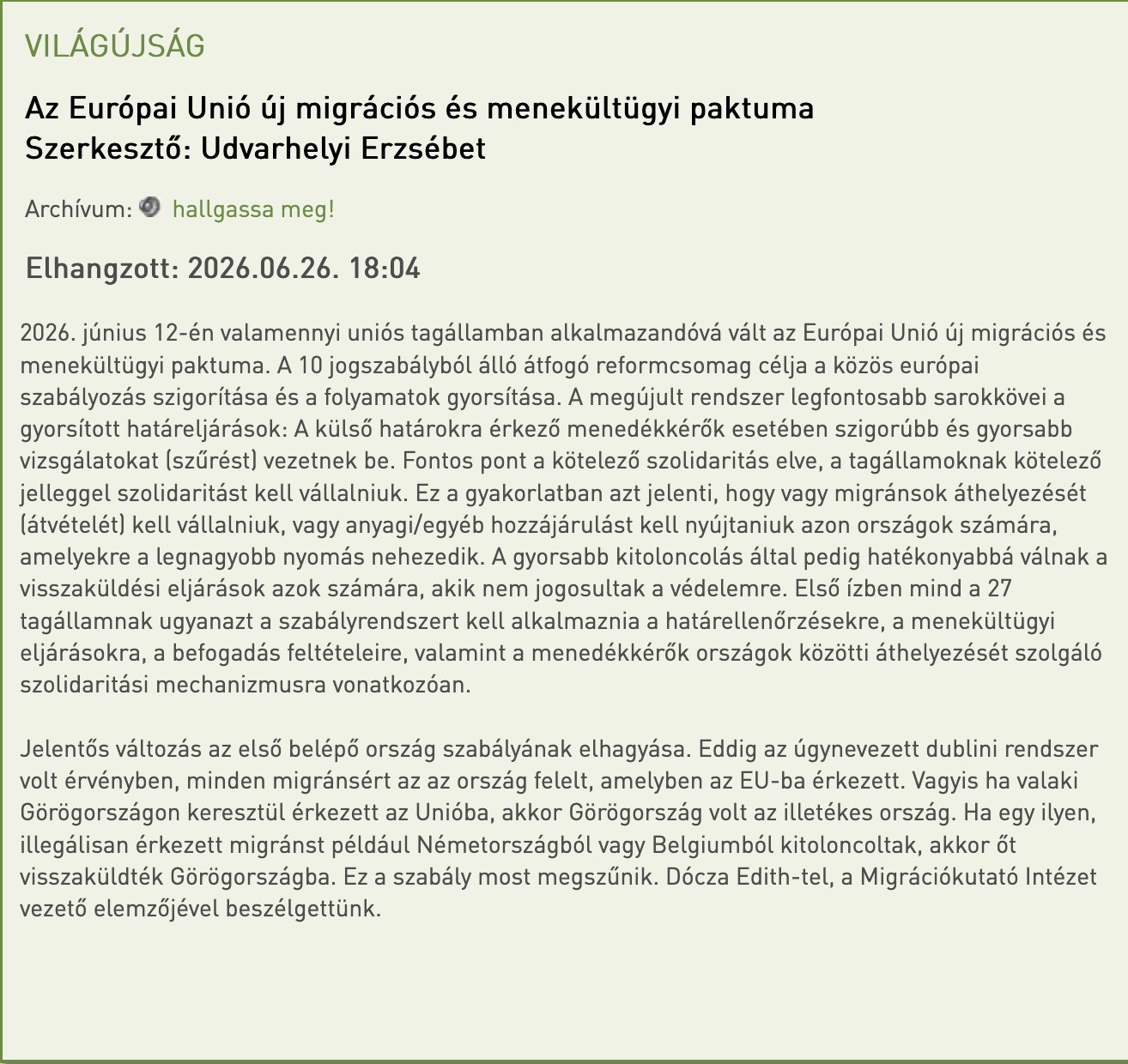 Az Európai Unió új migrációs és menekültügyi paktuma Az Európai Unió új migrációs és menekültügyi paktuma